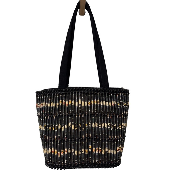 Chic Handmade African Black and Multicolor Woven Tote - Picture 1 of 10
